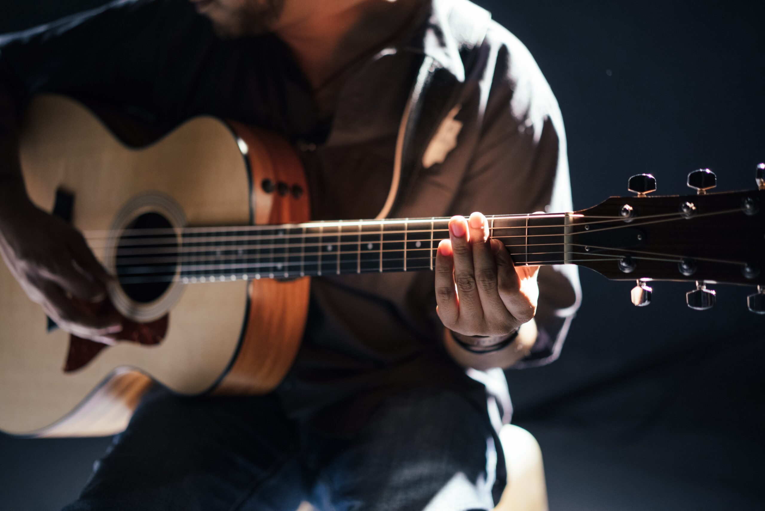 Flatpicking on an acoustic guitar